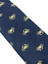Navy dark blue  tie with embroidered Alaskan golden king crab nautical sea design